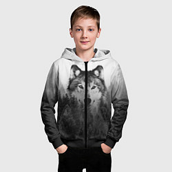 Толстовка на молнии детская Волк, цвет: 3D-черный — фото 2