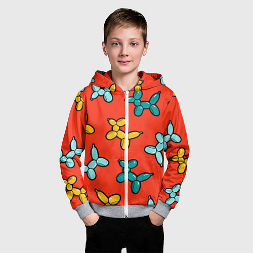 Детская толстовка на молнии Собачки шарики / 3D-Меланж – фото 3