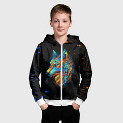 Толстовка на молнии детская КРАСОЧНЫЙ ВОЛК, цвет: 3D-белый — фото 2
