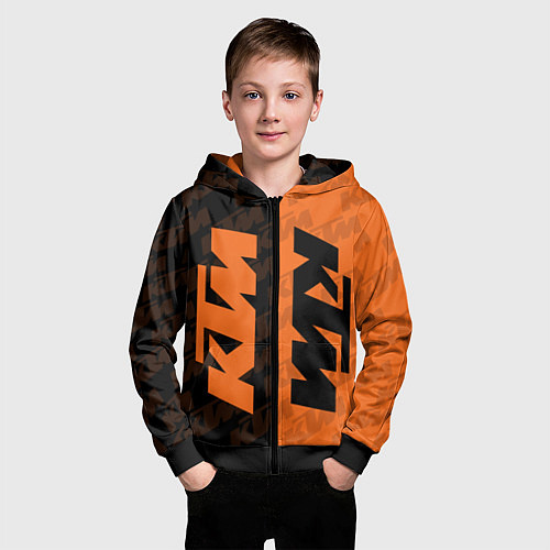 Детская толстовка на молнии KTM КТМ Z / 3D-Черный – фото 3