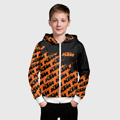 Детская толстовка на молнии KTM КТМ / 3D-Белый – фото 3