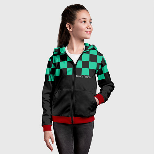 Детская толстовка на молнии Kamado Tanjirou Kimetsu no Yaiba / 3D-Красный – фото 4