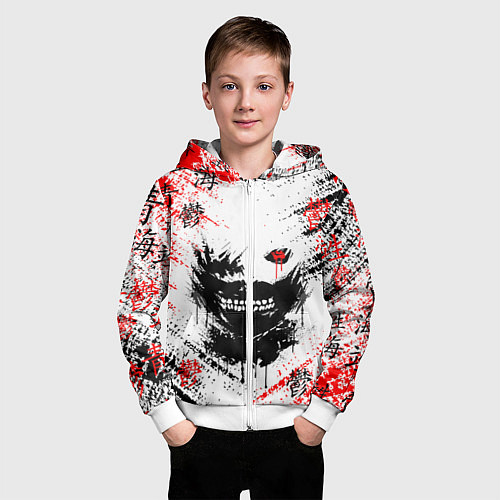 Детская толстовка на молнии ТОКИЙСКИЙ ГУЛЬ КЕН КАНЕКИ / 3D-Белый – фото 3