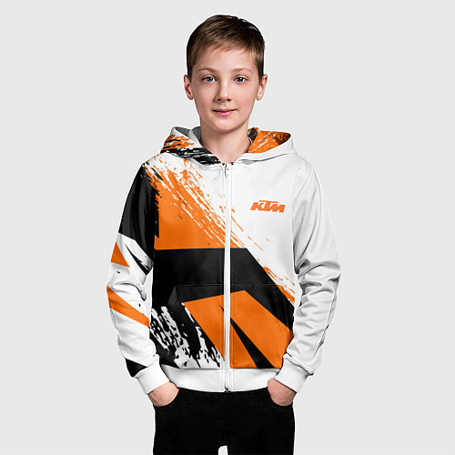Детская толстовка на молнии KTM КТМ Z / 3D-Белый – фото 3