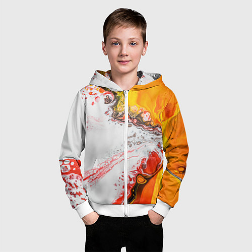Детская толстовка на молнии Рисунок желтой краской / 3D-Белый – фото 3