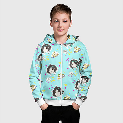 Детская толстовка на молнии Сяо и тофу / 3D-Белый – фото 3