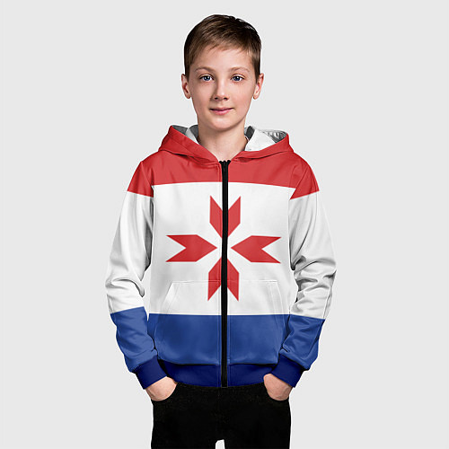Детская толстовка на молнии Мордовия / 3D-Синий – фото 3
