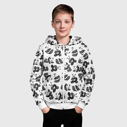 Детская толстовка на молнии Акварельные панды паттерн / 3D-Белый – фото 3