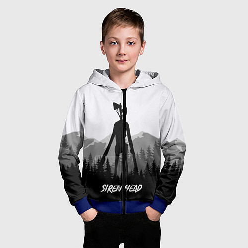 Детская толстовка на молнии SIREN HEAD DARK FOREST / 3D-Синий – фото 3