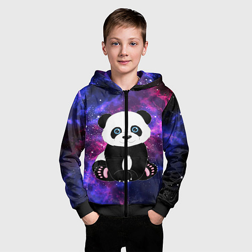 Детская толстовка на молнии Space Panda / 3D-Черный – фото 3