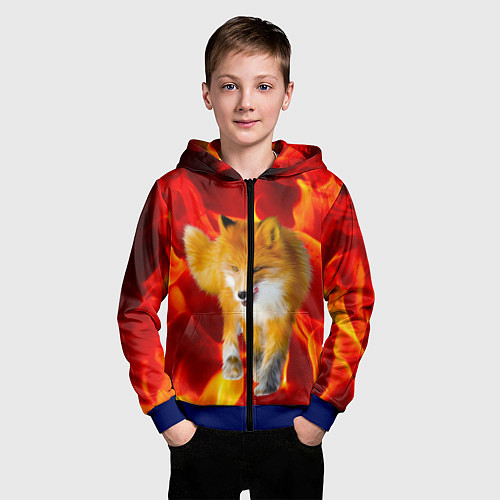 Детская толстовка на молнии Fire Fox / 3D-Синий – фото 3