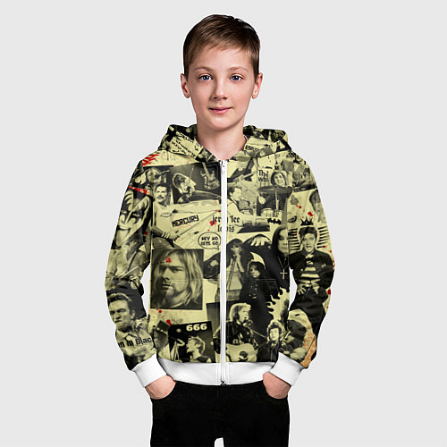 Детская толстовка на молнии РОК КУМИРЫ / 3D-Белый – фото 3