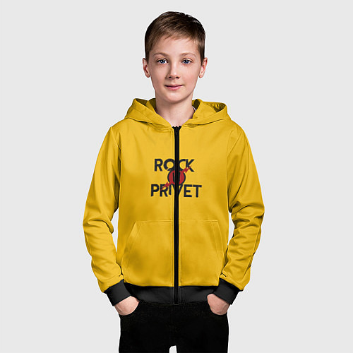 Детская толстовка на молнии Rock privet / 3D-Черный – фото 3