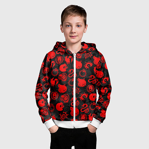 Детская толстовка на молнии СИМВОЛЫ ГРЕХОВ 7 DEADLY SINS / 3D-Белый – фото 3