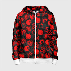 Толстовка на молнии детская СИМВОЛЫ ГРЕХОВ 7 DEADLY SINS, цвет: 3D-белый