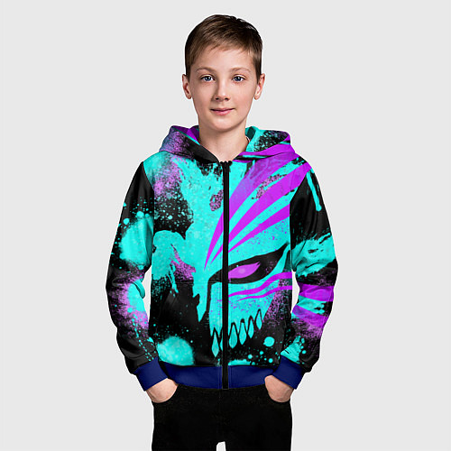 Детская толстовка на молнии БЛИЧ МАСКА ПУСТОГО НЕОН / 3D-Синий – фото 3