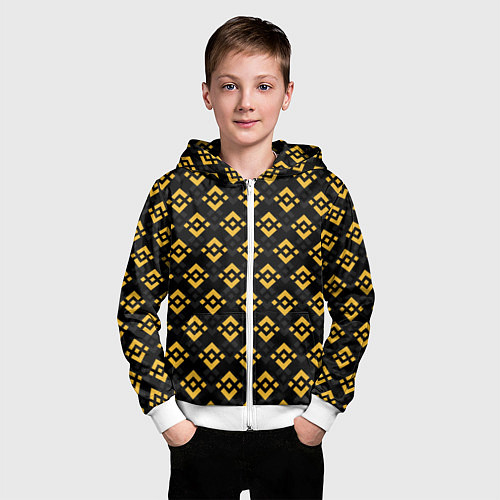 Детская толстовка на молнии ЭМБЛЕМА БИНАНС ПАТТЕРН BINANCE / 3D-Белый – фото 3