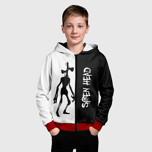 Детская толстовка на молнии СиреноголовыйSiren Head / 3D-Красный – фото 3