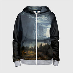 Толстовка на молнии детская Фантастический пейзаж, цвет: 3D-меланж