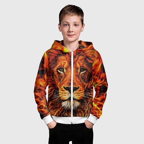 Детская толстовка на молнии LION / 3D-Белый – фото 3