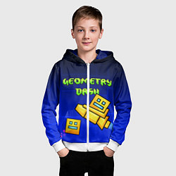 Толстовка на молнии детская Geometry Dash, цвет: 3D-белый — фото 2