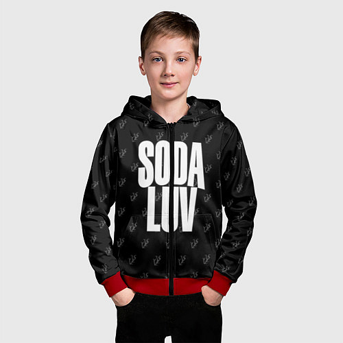 Детская толстовка на молнии Репер - SODA LUV / 3D-Красный – фото 3