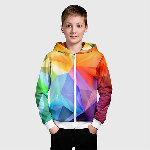 Детская толстовка на молнии Радужная геометрия / 3D-Белый – фото 3