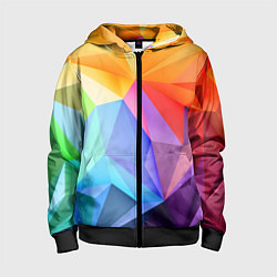 Толстовка на молнии детская Радужная геометрия, цвет: 3D-черный