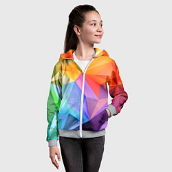 Толстовка на молнии детская Радужная геометрия, цвет: 3D-меланж — фото 2