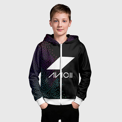 Детская толстовка на молнии AVICII RAIBOW STYLE / 3D-Белый – фото 3