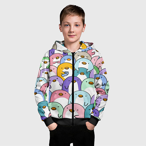 Детская толстовка на молнии Пингвины / 3D-Черный – фото 3