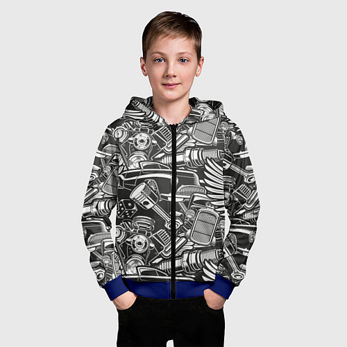 Детская толстовка на молнии Механика Автомобиль / 3D-Синий – фото 3