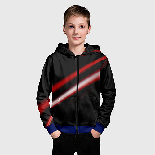 Детская толстовка на молнии Красная линия / 3D-Синий – фото 3