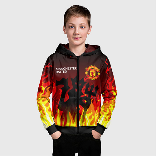 Детская толстовка на молнии MANCHESTER UNITED ДЬЯВОЛ / 3D-Черный – фото 3