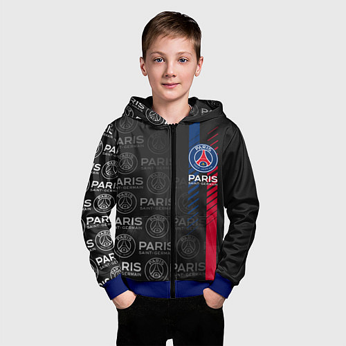 Детская толстовка на молнии ФК ПСЖ PARIS SAINT GERMAIN / 3D-Синий – фото 3