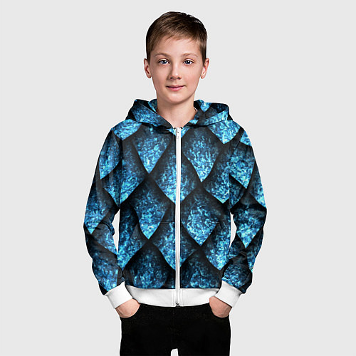 Детская толстовка на молнии Чешуя ледяного дракона / 3D-Белый – фото 3