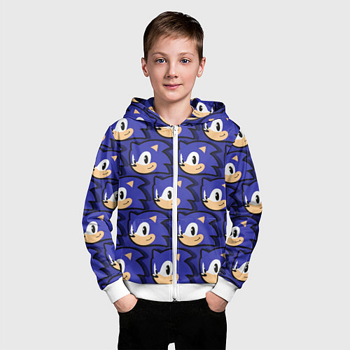 Детская толстовка на молнии Sonic pattern / 3D-Белый – фото 3