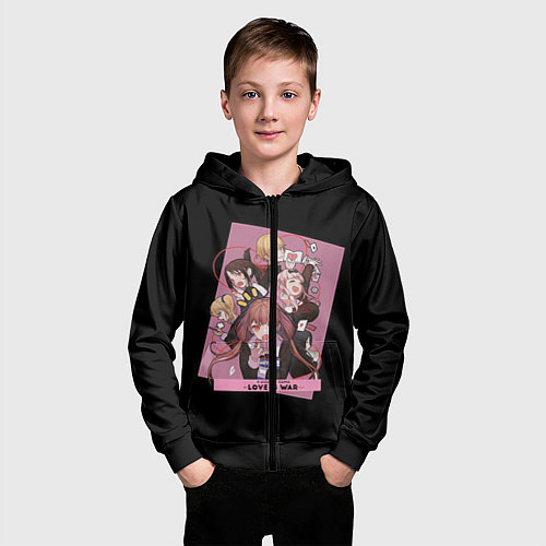 Детская толстовка на молнии Kaguya Sama Госпожа Кагуя / 3D-Черный – фото 3