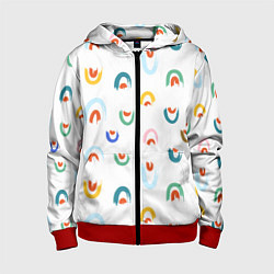 Толстовка на молнии детская Радуга, мазки кисти, цвет: 3D-красный