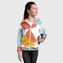 Толстовка на молнии детская Цветные пятна, мазки кистью, цвет: 3D-меланж — фото 2