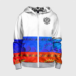 Толстовка на молнии детская Russia 3, цвет: 3D-меланж