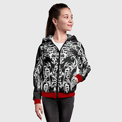 Толстовка на молнии детская ТАТУ ЧЕРНО БЕЛОЕ УЗОР, цвет: 3D-красный — фото 2