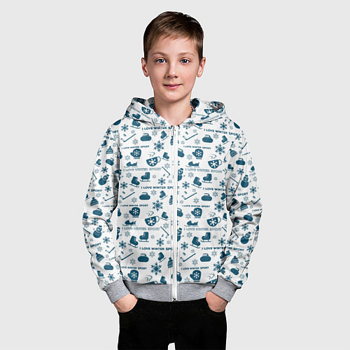 Детская толстовка на молнии Зимние виды спорта / 3D-Меланж – фото 3