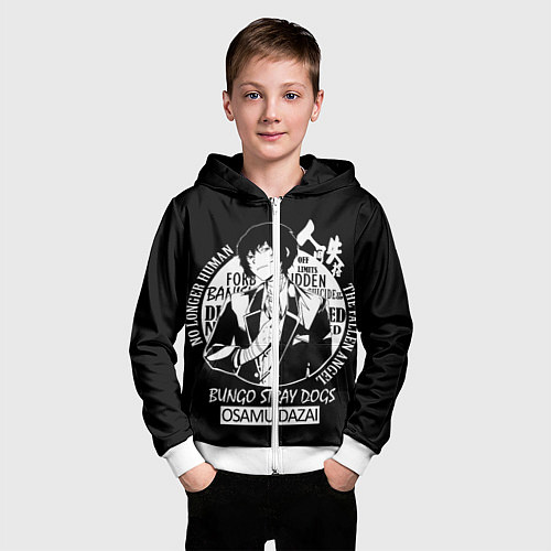 Детская толстовка на молнии Осаму Дазай Бродячие псы / 3D-Белый – фото 3