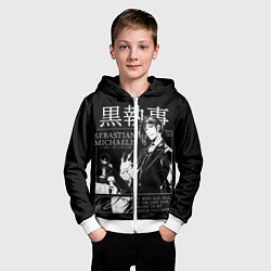 Толстовка на молнии детская Темный Дворецкий Себастьян Мик, цвет: 3D-белый — фото 2