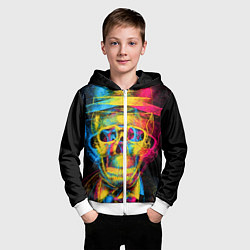 Толстовка на молнии детская Череп-анаглиф, цвет: 3D-белый — фото 2
