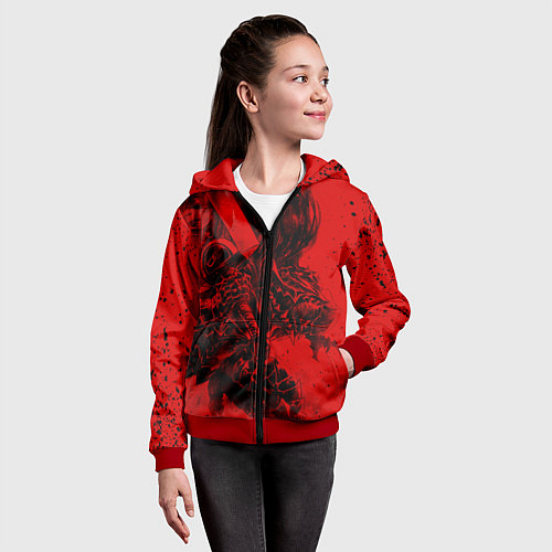Детская толстовка на молнии BERSERK БЕРСЕРК / 3D-Красный – фото 4
