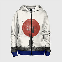 Толстовка на молнии детская Самурай на коне, цвет: 3D-синий