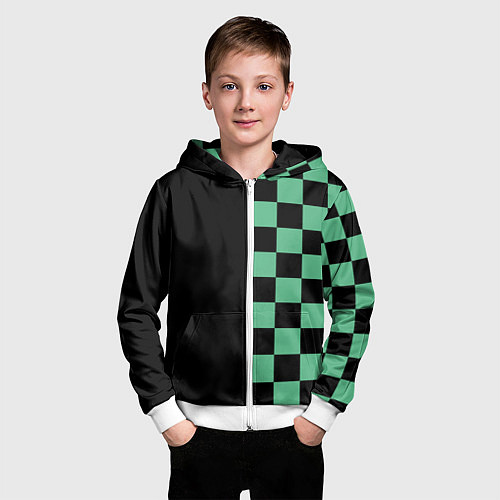 Детская толстовка на молнии КОСТЮМ TANJIRO KAMADO ТАНДЖИРО / 3D-Белый – фото 3