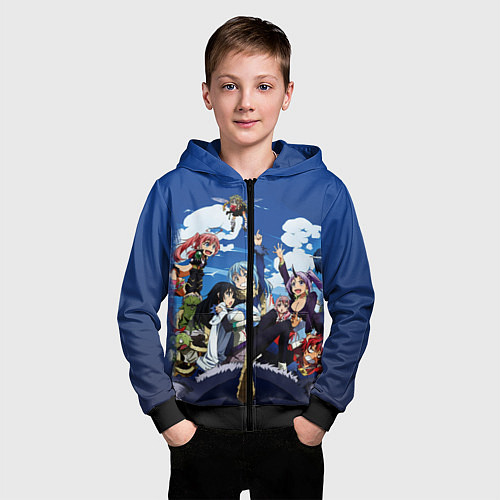 Детская толстовка на молнии Мое перерождение в слизь / 3D-Черный – фото 3